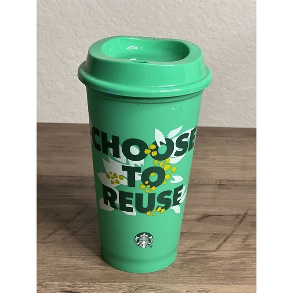NEW Starbucks 2023 Choose to Reuse Earth Green Eco Reusable Hot Cup 16‎ oz Cup - Picture 1 of 9